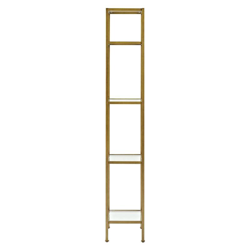 Elegant Antique Gold 79" Narrow Etagere with Tempered Glass Shelves