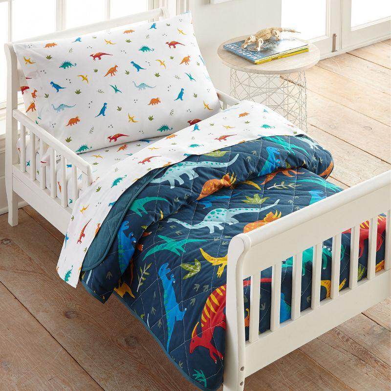 Organic Cotton Jurassic Dinosaurs 4-Piece Toddler Bed Set