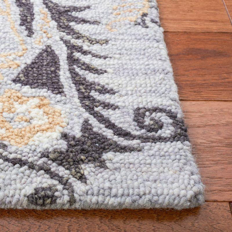 Handmade Gray Floral Tufted Wool Area Rug 4' x 6'