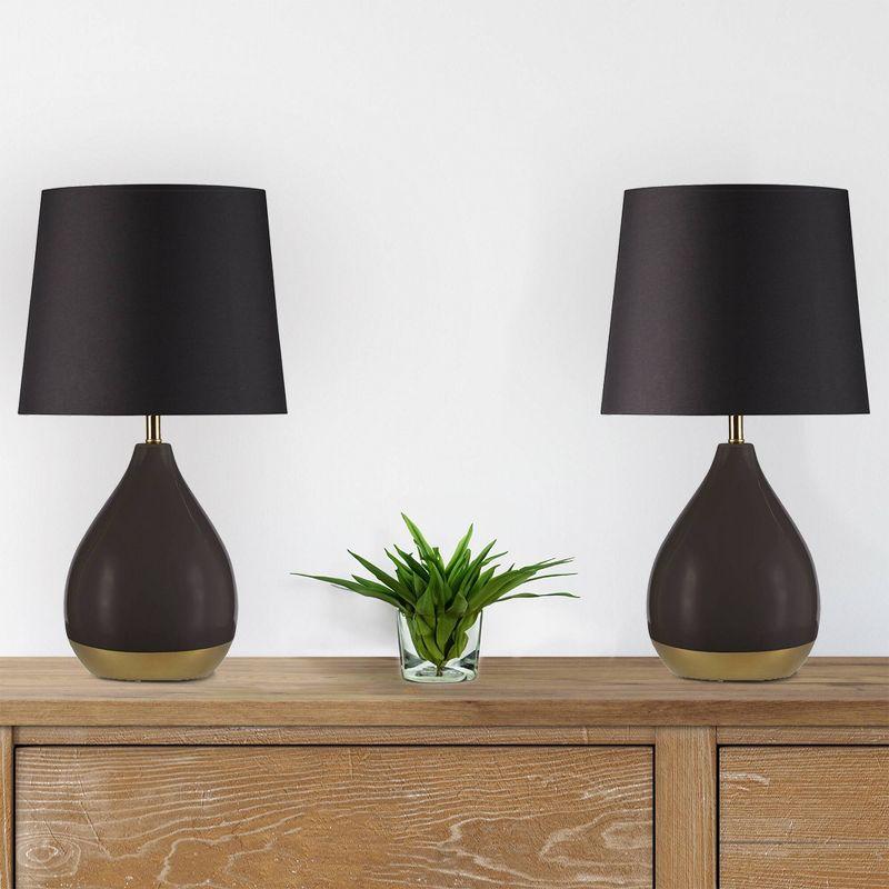 510 Design (Set of 2) 12"x21.5" Liora 2-Tone Ceramic (Includes LED Light Bulb) Table Warm Soft Lamps