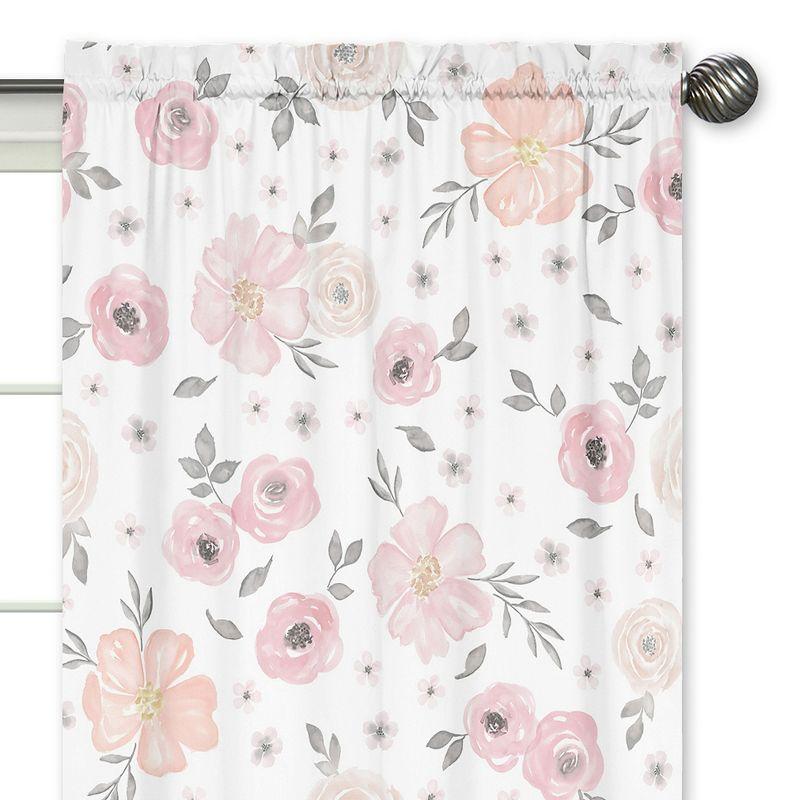 Watercolor Floral Semi-Sheer Rod Pocket Curtain Panels (Set of 2)