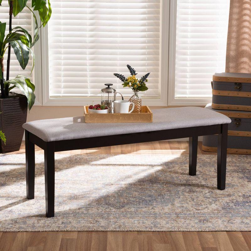 Teresa Fabric Upholstered and Wood Dining Bench Gray/Dark Brown - Baxton Studio