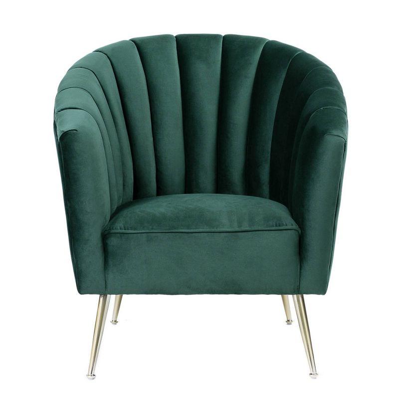 Rosemont Velvet Accent Chair Green - Manhattan Comfort: Luxurious Upholstered, Semi-Gloss Finish, Wood Frame