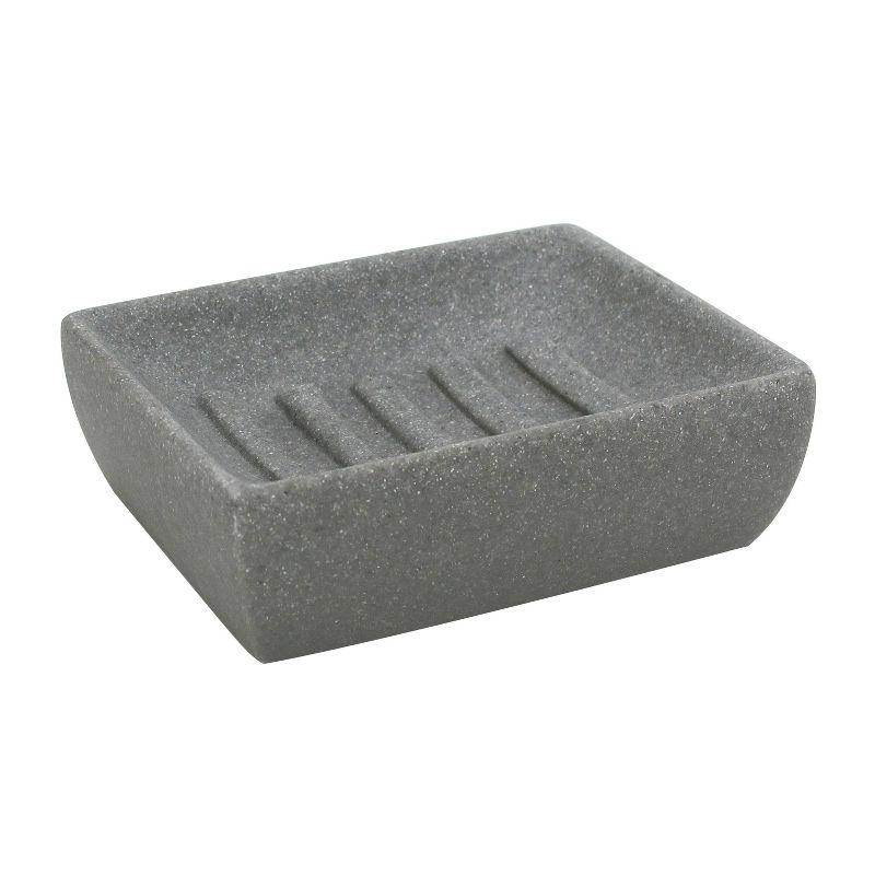 Allure Home Creations Charcoal Stone Soap Dish Gray: Resin Bathroom Soap Holder