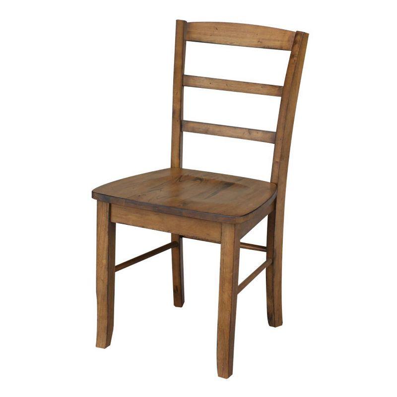 Set of 2 Madrid Ladderback Chairs Pecan - International Concepts: Solid Wood, Armless, Kitchen Seating