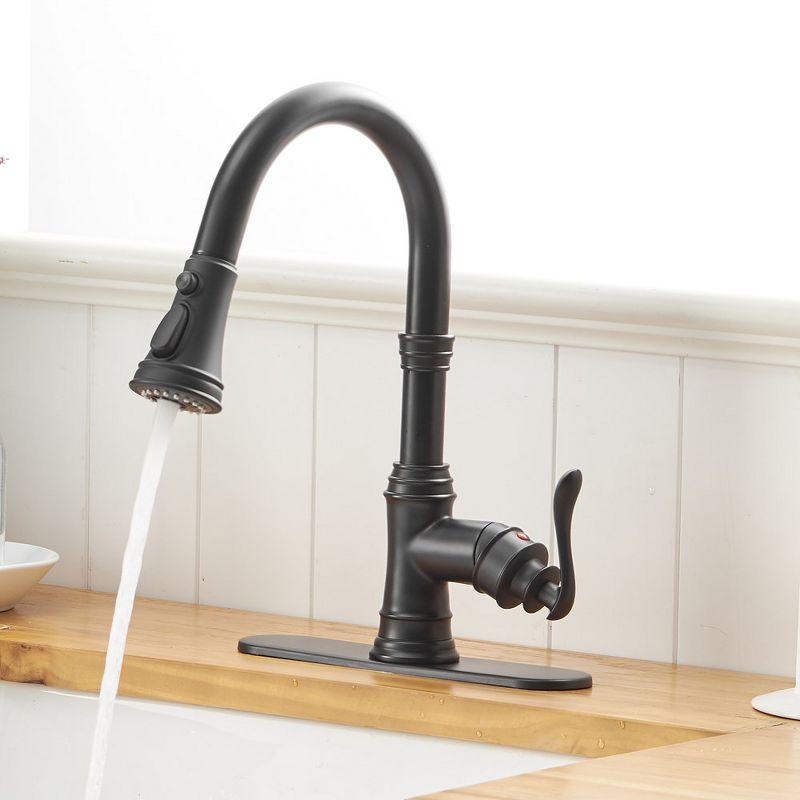 BWE Single-Handle Pull-Down Sprayer 3 Spray High Arc Kitchen Faucet With Deck Plate