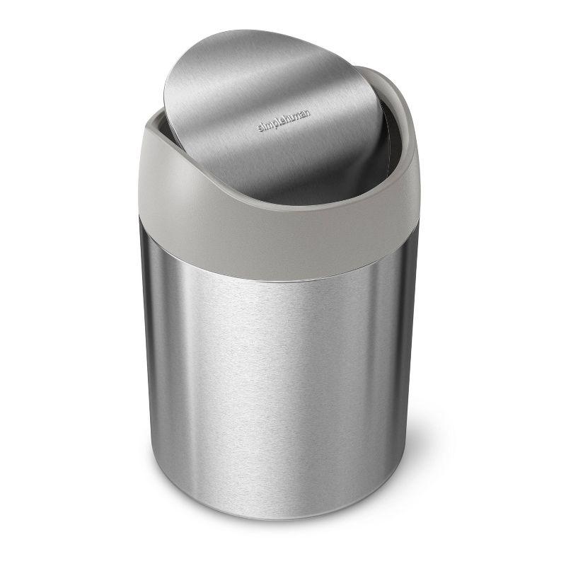 Brushed Stainless Steel Mini Countertop Trash Can with Swing Lid