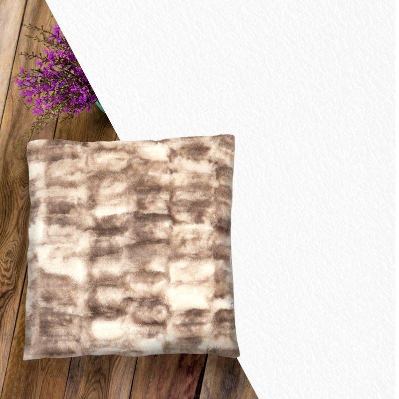 Marble Brown Faux Fur 18" Square Throw Pillows, Set of 2