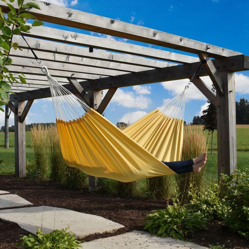 Vivere Yellow Double Polyester Hammock with White Ropes