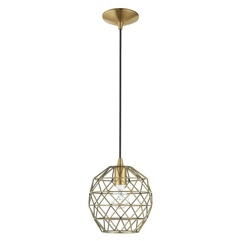 Livex Lighting Geometric Shade 1 - Light Pendant in  Antique Brass