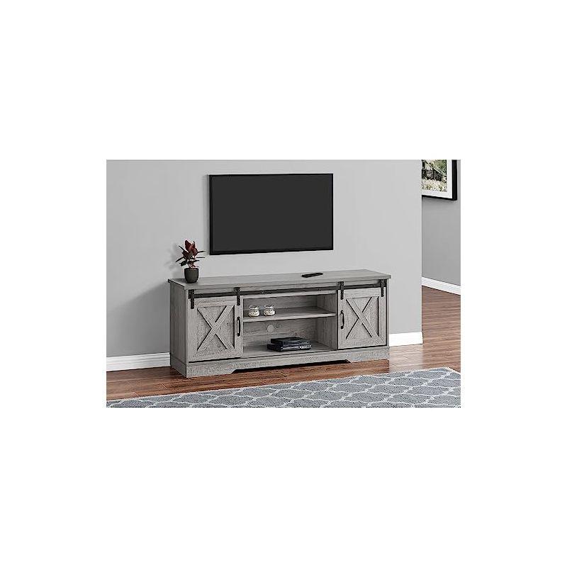 Monarch Specialties Tv Stand 60 Inch Console Media Entertainment Center Storage Cabinet Living Room Bedroom Laminate Grey Transitional