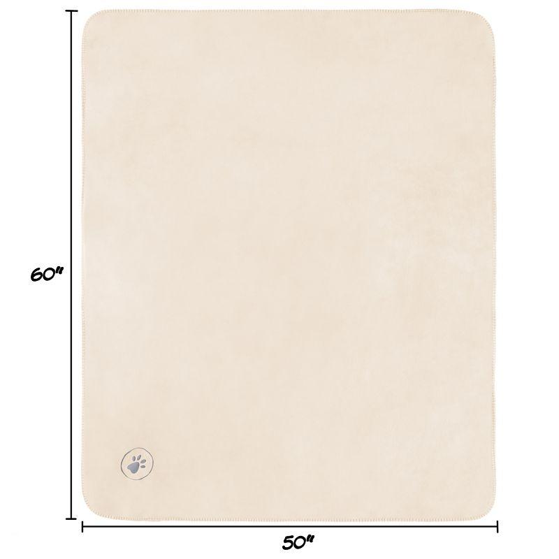 Waterproof Pet Blanket - 50x60-Inch Reversible Fleece Throw Protects Couches, Cars, and Beds from Spills, Stains, and Fur by PETMAKER (Cream)