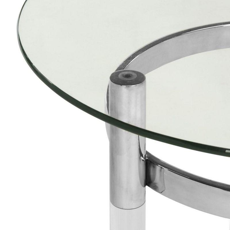 Letty 20" Transitional Silver Metal & Glass Round End Table