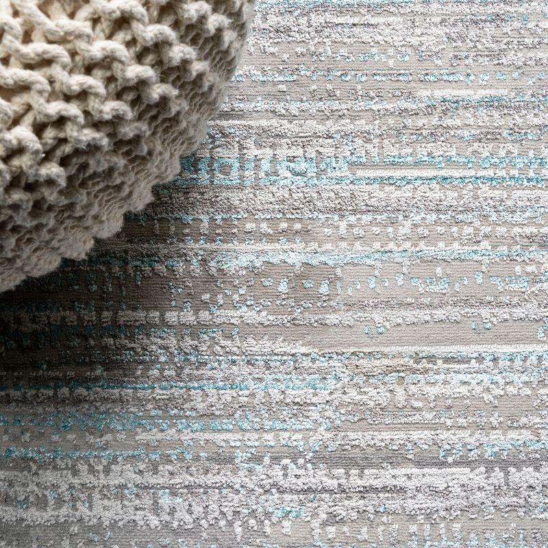 8'x10' Loom Modern Strie'  Area Rug, Gray/Turquoise - JONATHAN Y