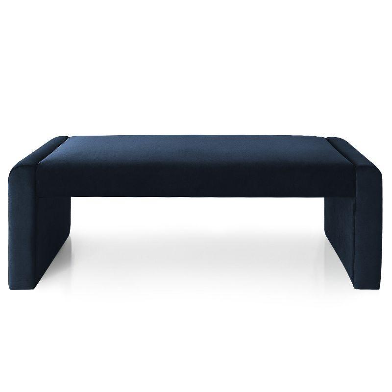 Kaia 47" College Navy Blue Velvet Waterfall Upholstered Bench-Maison Boucle