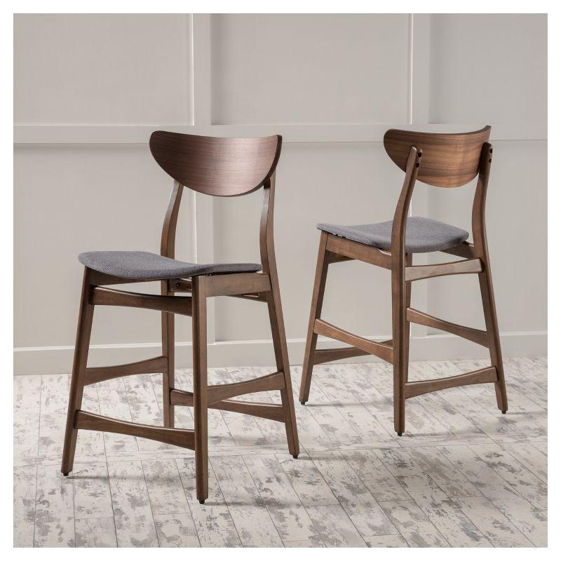 Christopher Knight Home Set of 2 24" Gavin Counter Height Barstool Dark Gray : Upholstered, Rubberwood Legs