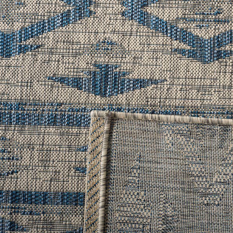 Courtyard CY8863 Power Loomed Indoor/Outdoor Runner Rug - Grey/Navy - 2'3"x10' - Safavieh.