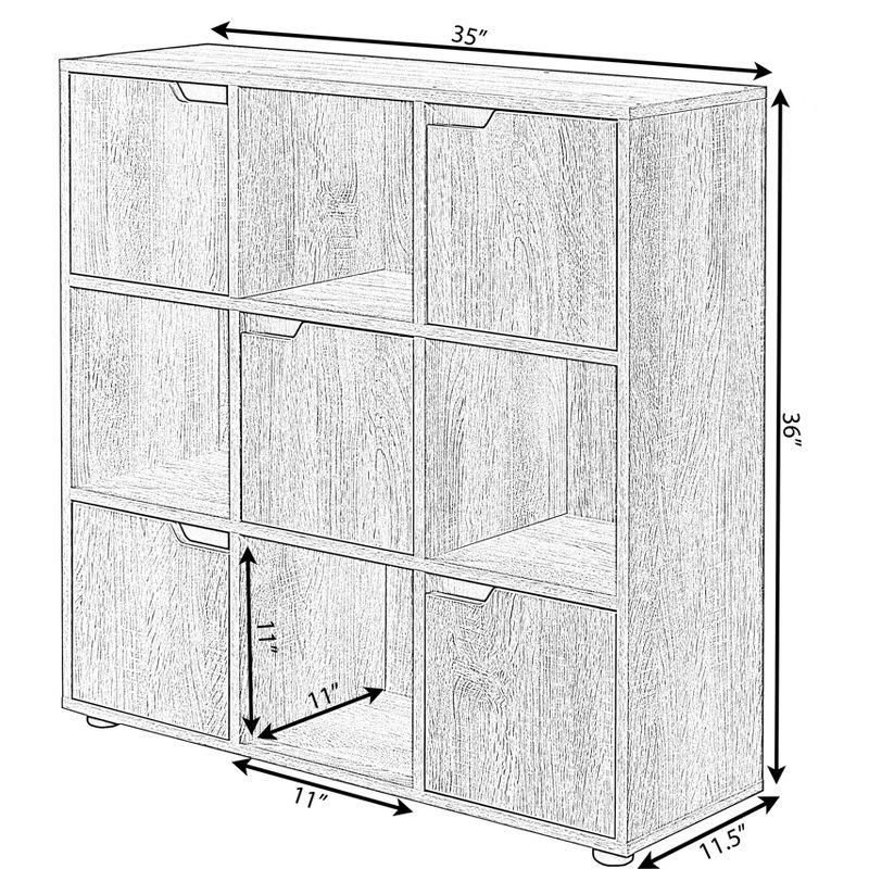 Basicwise9 Cube Wooden Organizer With 5 Enclosed Doors and 4 Shelves