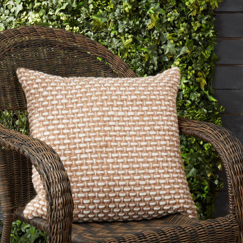 Saro Lifestyle Jute Blend Al Fresco Poly Filled Throw Pillow, Beige, 20"x20"