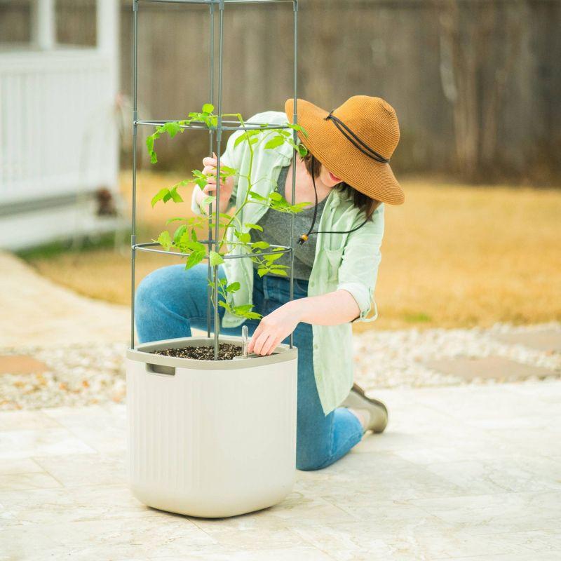 Vego Garden Self-Watering Rolling Tomato Rectangular Indoor Outdoor Planter Pot with Trellis 15"x15"x55"