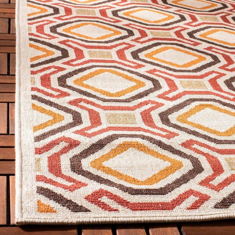 Veranda VER089 Power Loomed Indoor/Outdoor Area Rug - Creme/Red - 4'x5'7" - Safavieh.