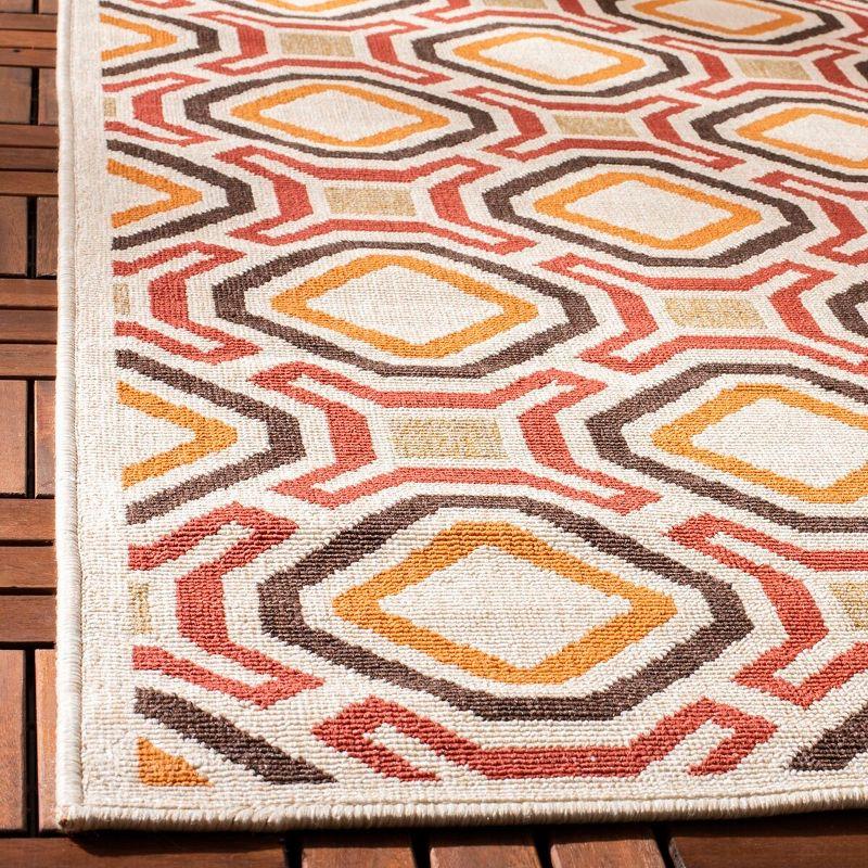 Veranda Creme & Red Synthetic Easy-Care Outdoor Area Rug