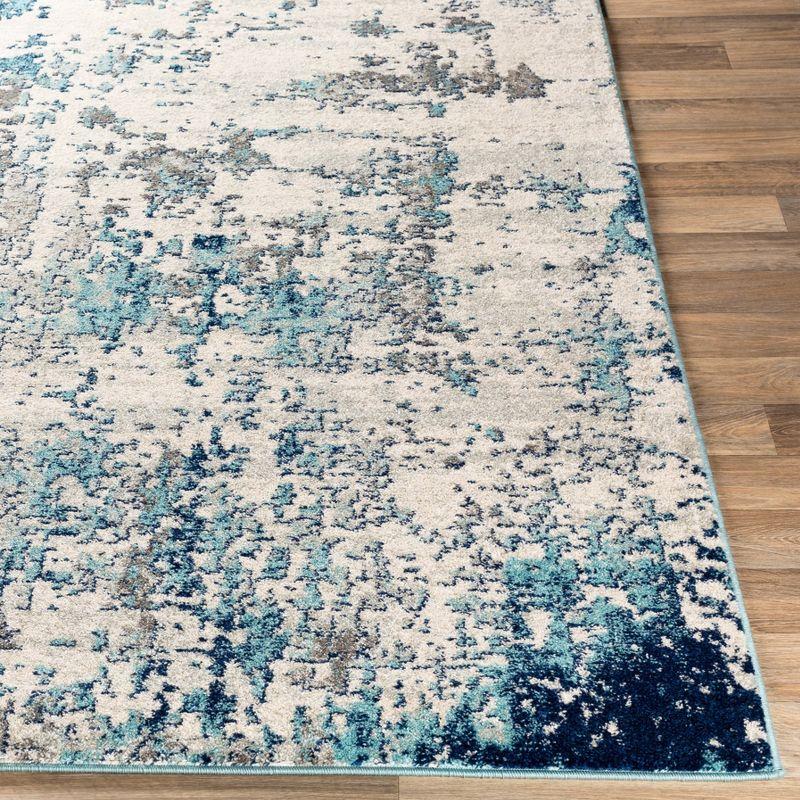 Modern Square Easy-Care Blue Synthetic Rug - Stain-Resistant