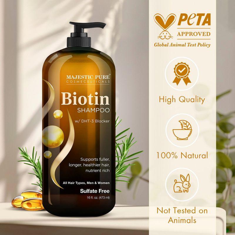 Majestic Pure Biotin Shampoo with DHT Blocker - Hydrating & Sulfate Free for Thin Hair - 16 fl oz