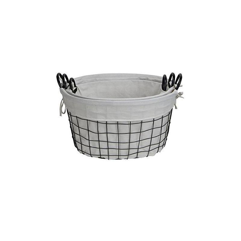 Cheung's Esker Set of 3 Lined Metal Wire Oval Baskets