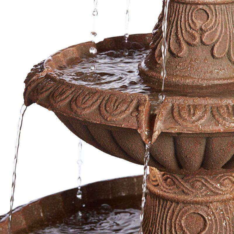 John Timberland European Rustic Outdoor Floor Water Fountain with Light LED 45 3/4" High 3-Tiered for Garden Patio Yard Deck Home