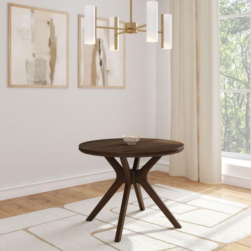 Verso 38'' Round Walnut Wood Dining Table with Cross-Leg Base