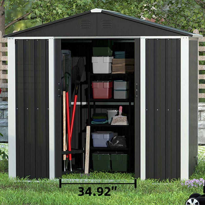 AOBABO Metal Outdoor Utility Tool Storage Shed with Roof Slope Design, Door and Lock for Backyards, Gardens, Patios and Lawns