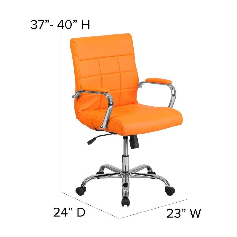 Flash Furniture Mid-Back Vinyl Executive Swivel Office Chair with Chrome Base and Arms