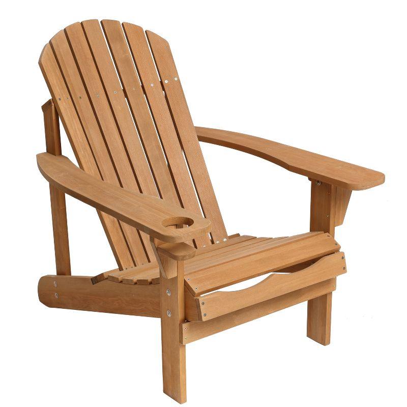 Natural Wood Adirondack Chair with Cup Holder