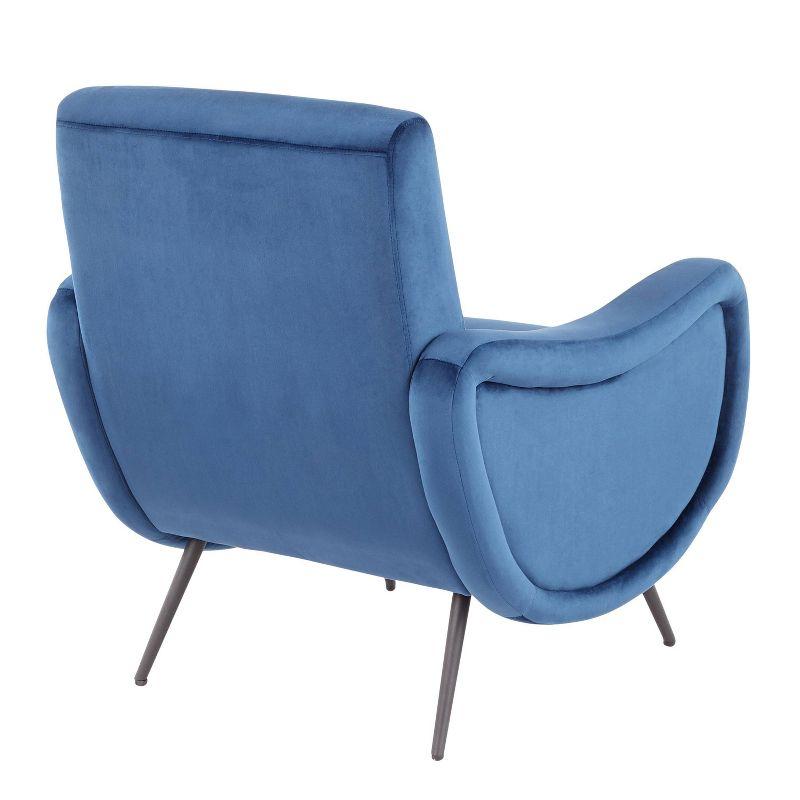 Rafael Contemporary Lounge Chair Black/Blue Velvet - LumiSource: High Tufted Backrest, Metal Legs, Comfortable Seating