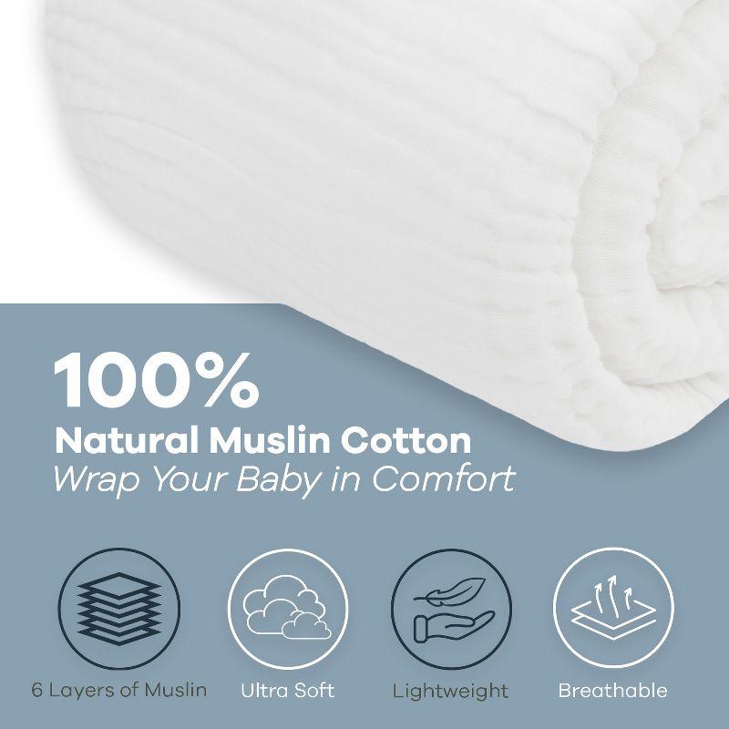 Muslin Blanket for Adults, Extra Large Twin 90” x 66” By Comfy Cubs - White