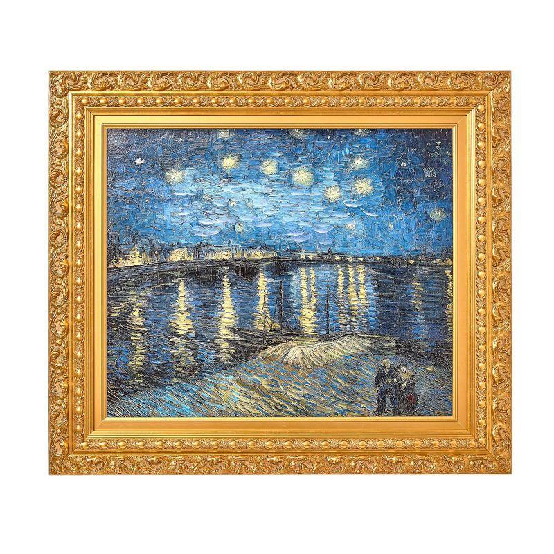 American Art Decor 31.75"x27.62" Ornate Framed Starry Night Over The Rhone Canvas Print by Vincent van Gogh: Impressionist Wall Decor