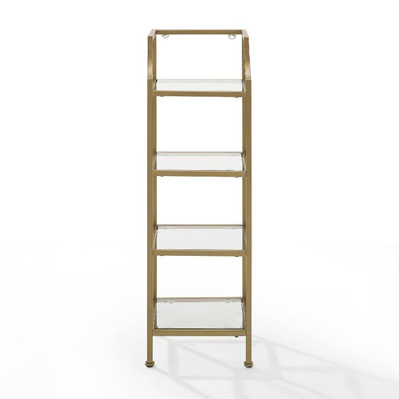 40" Aimee Short Etagere Gold - Crosley: Modern Glass Shelving, 4-Tier Steel Frame