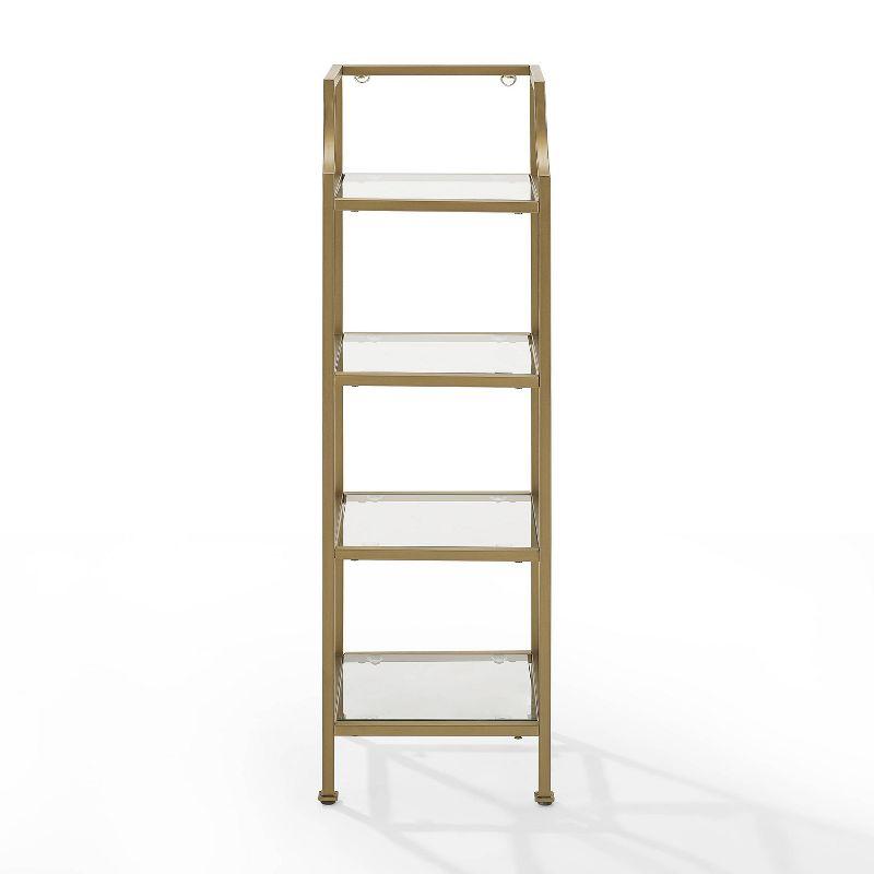 Sleek Soft Gold Steel and Glass 44" Short Etagere for Books