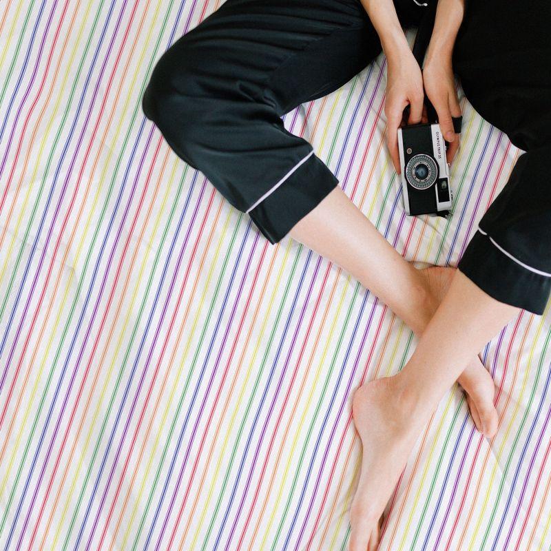 California Design Den Rainbow Stripe Twin Bed Sheets Set for College Dorms, Kids & Adults, Soft 100% Cotton