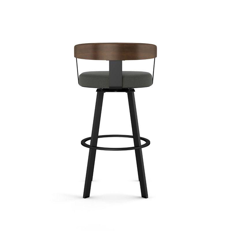 30" Lars Barstool & Gray/Dark Brown - Amisco: Swivel, Upholstered, Metal Frame, Modern Design