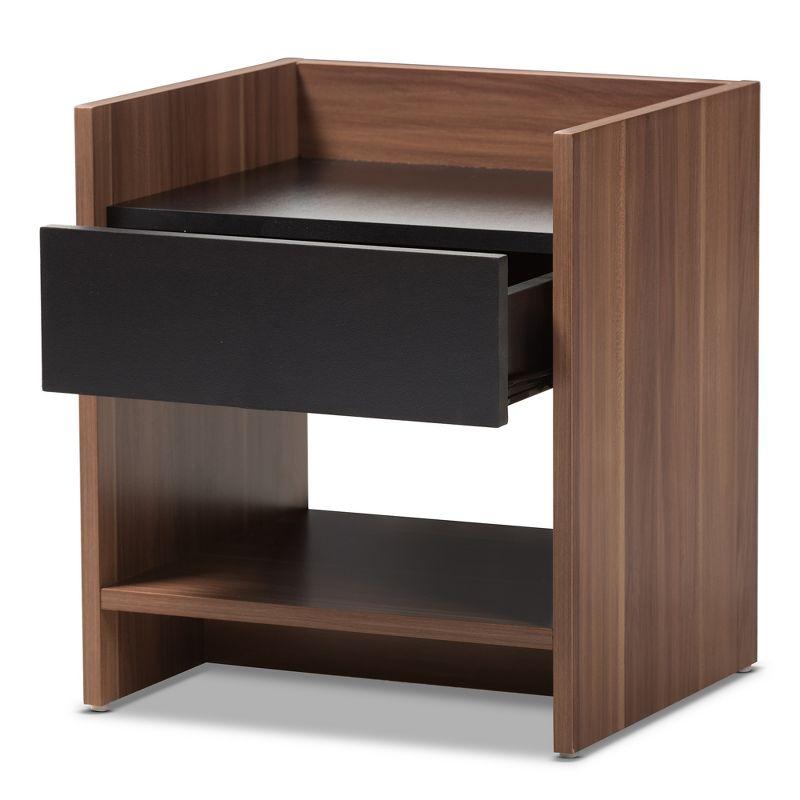 Vanda Modern and Contemporary Two-Tone 1-Drawer Nightstand: Bedside Table, Open Shelf - Baxton Studio