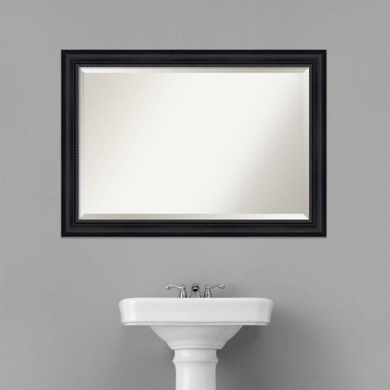 Astor Black Satin Beaded 41x29 Bathroom Vanity Wall Mirror