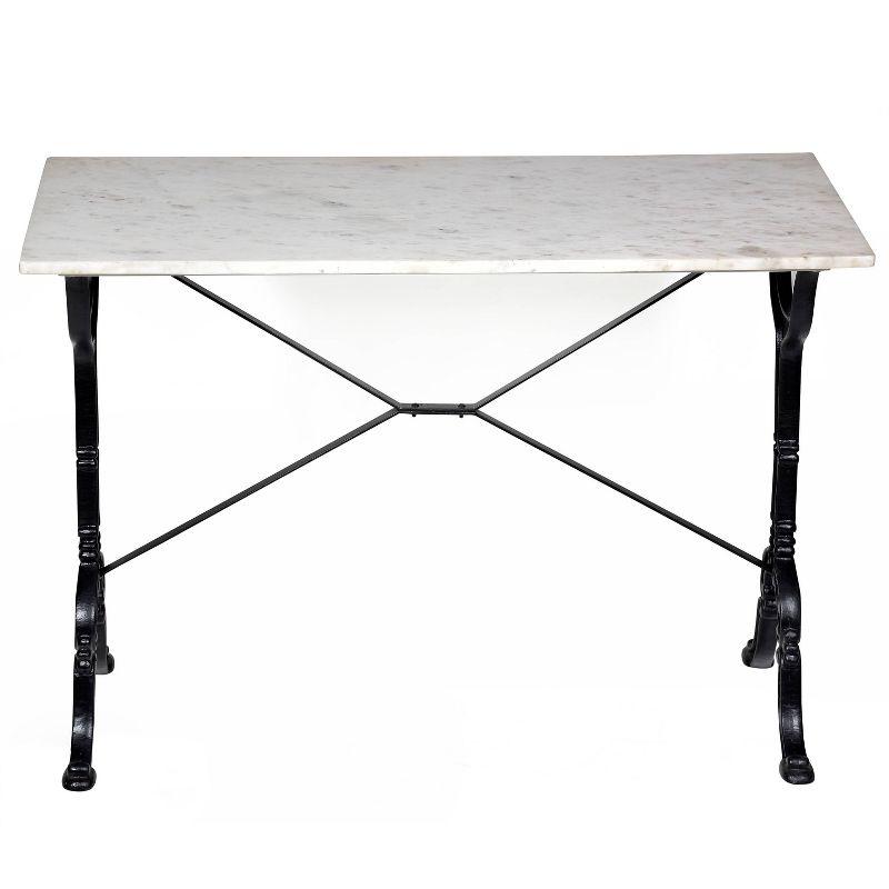 Carolina Living Draven Marble Top Bar Table White/Black: Iron Frame, 36" High Counter Table