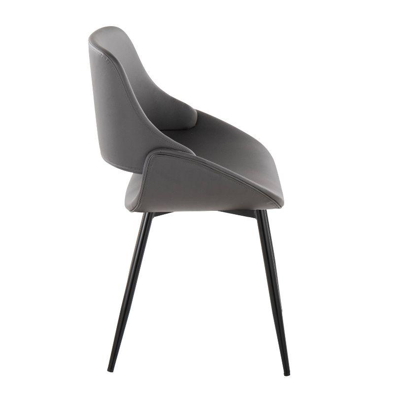 High Grey Faux Leather Upholstered Side Chair with Black Metal Frame