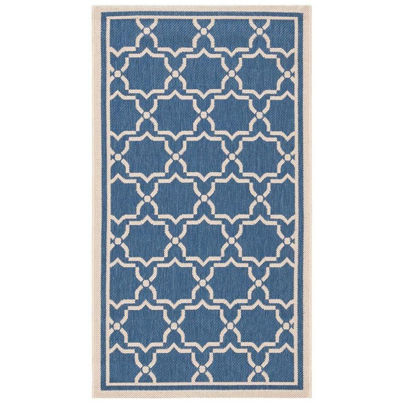 Blue Synthetic Flat Woven Rectangular Easy Care Rug