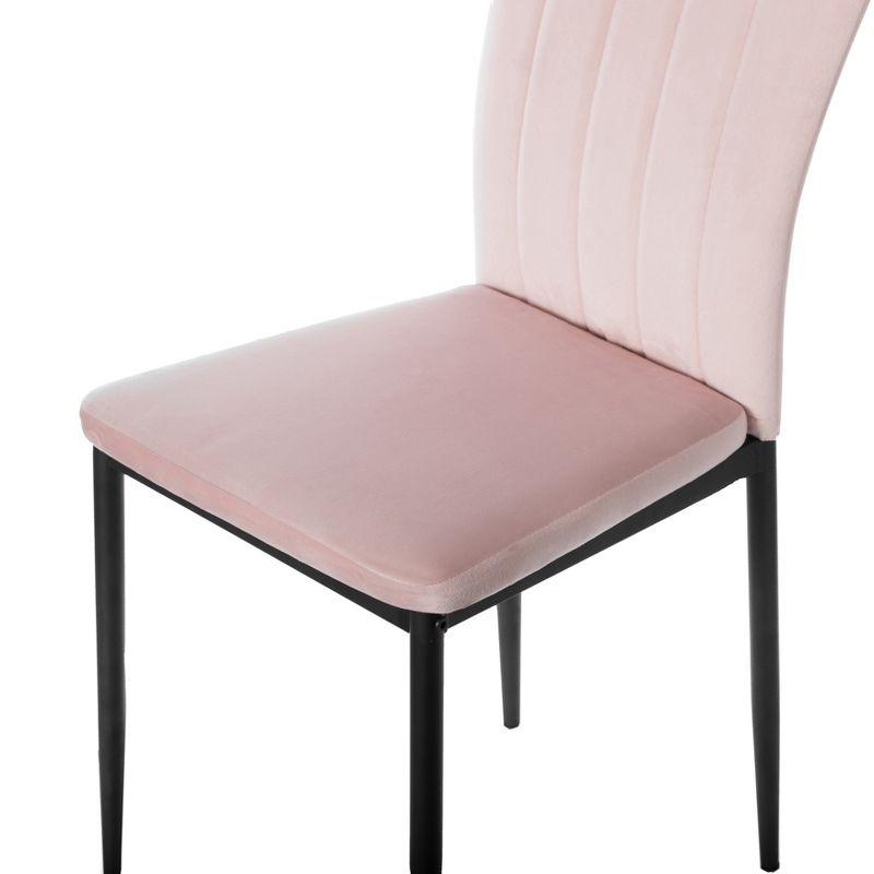 Elegant Beige Velvet Upholstered Metal Side Chair