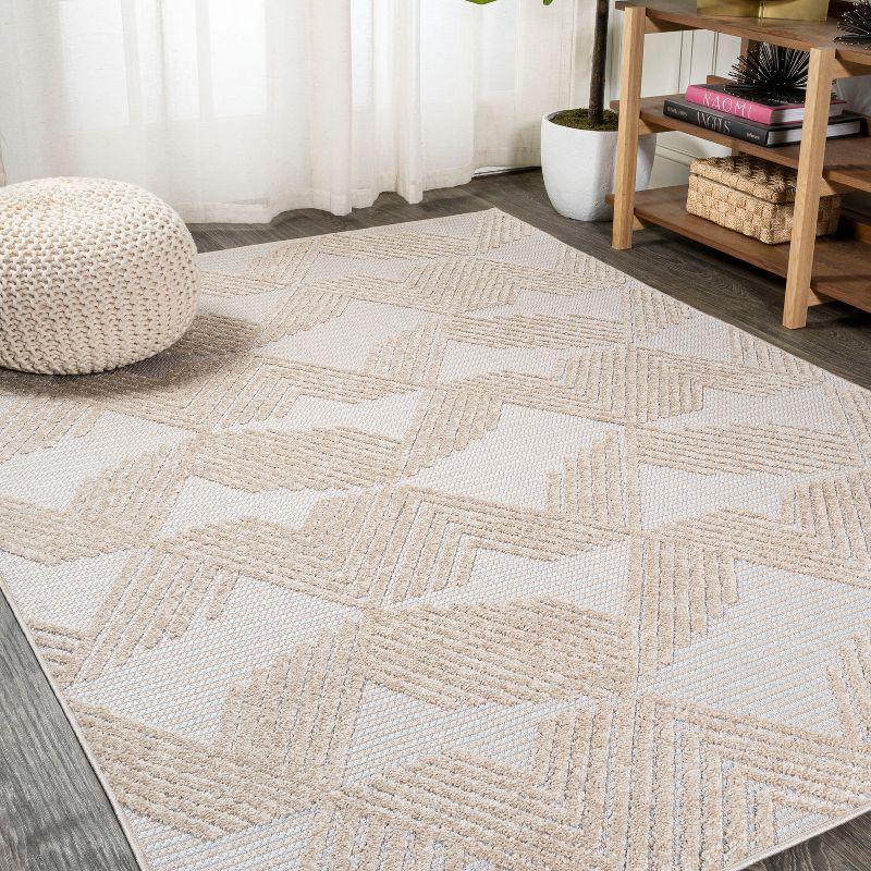 Jazz High-Low Pile Art Deco Geometric Indoor/Outdoor Area Rug  - JONATHAN Y