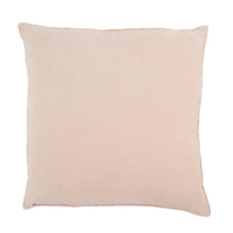 26"x26" Oversized Sunbury Poly Filled Square Throw Pillow Blush - Jaipur Living: Fringe-Trim, Cotton Knit, Zipper Closure