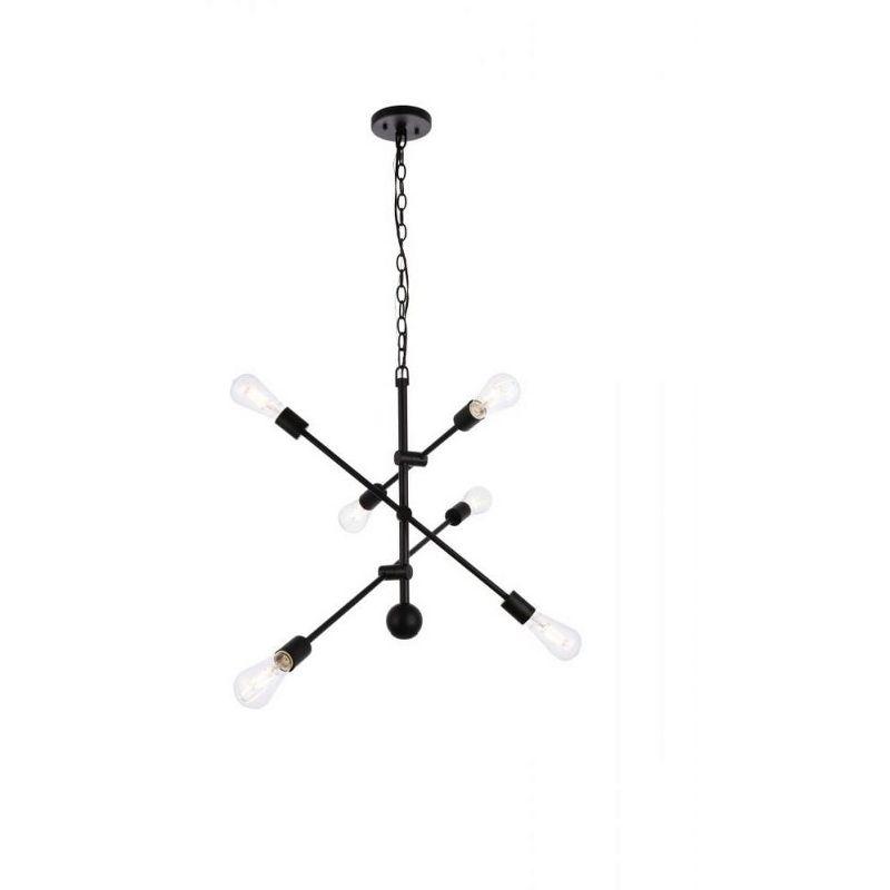 Axel 6-Light Black Steel Pendant with Adjustable Chain